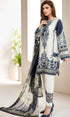 Farasha- 3PC Neckline Embroidered Printed Shirt With Printed Chiffon Dupatta