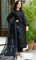 NISA - 3PC Dhanak  Stuff Embroidered Shirt With Embroidered Organza Dupatta