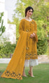 Maria B. - 3PC Dhanak Stuff  Chicken Kari Heavy Embroidered Shirt With Bamber Chiffon Embroidered Dupatta