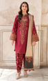 Jazmin - 3PC (Unstitched) Fully Embroidered Dhanak Suit With Embroidered Shawl JZ 3100