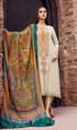 Maria B - 3PC Dhanak  Embroidered Shirt with Printed Wool Shawl